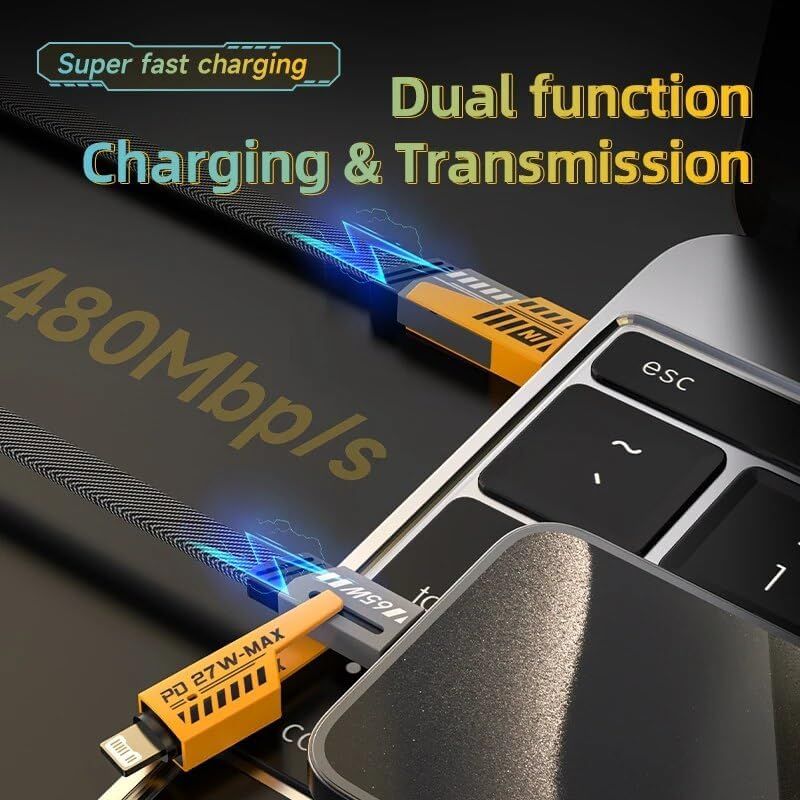 4-in-1 Gold-Plated USB Charging Cable – 65W Fast Charge - Arabinox
