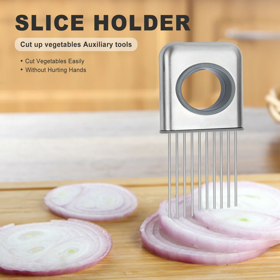 Onion Holder Slicer Vegetable tools Tomato Cutter Stainless - Arabinox