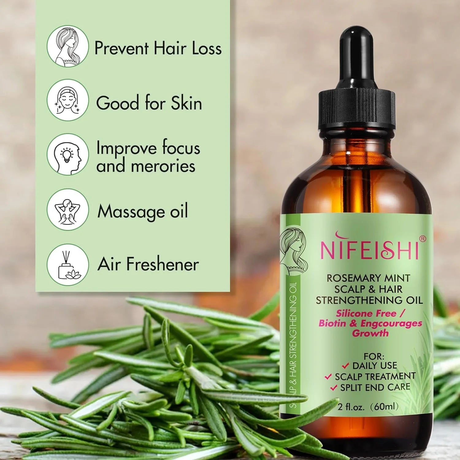 Rosemary Mint Scalp and Hair Strengthening Oil Original - Arabinox