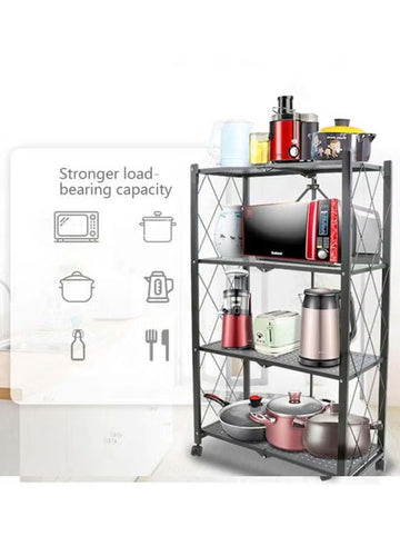 Generic Foldable Storage Rack Metal Black 126x71x35cm