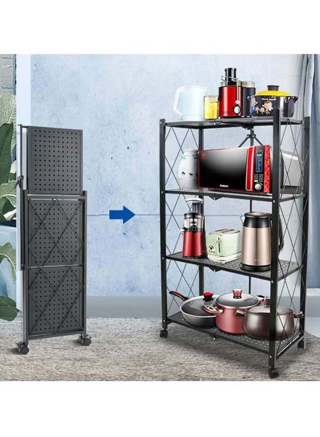 Generic Foldable Storage Rack Metal Black 126x71x35cm