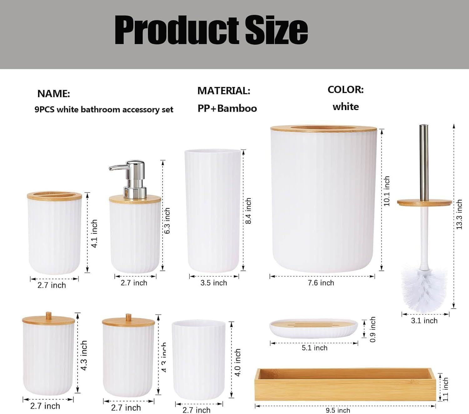 Bathroom Accessories Set, 6 Pieces - Arabinox