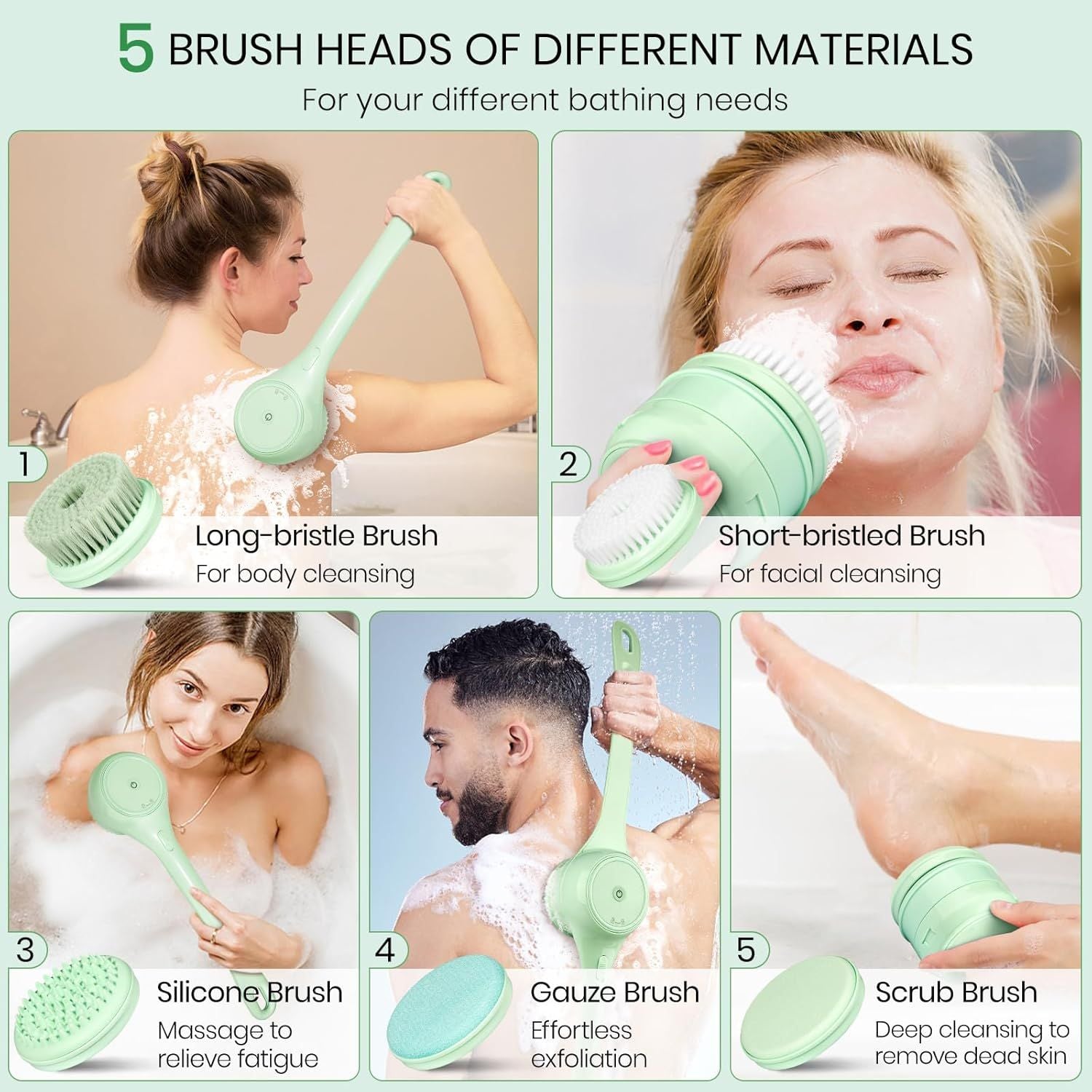 Electric Body Brush for Back and Shower Scrubber - Arabinox