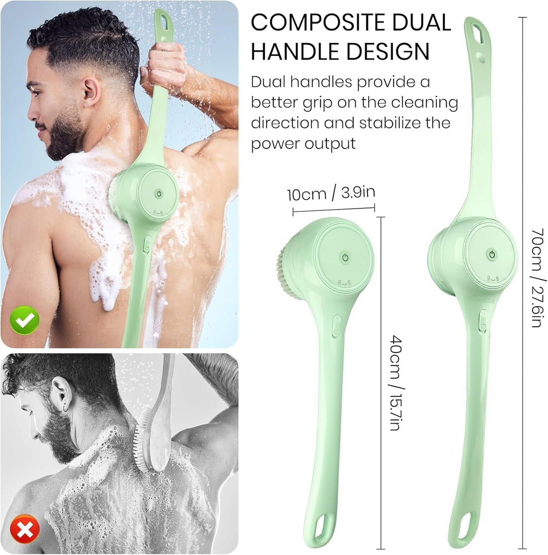 Electric Body Brush for Back and Shower Scrubber - Arabinox