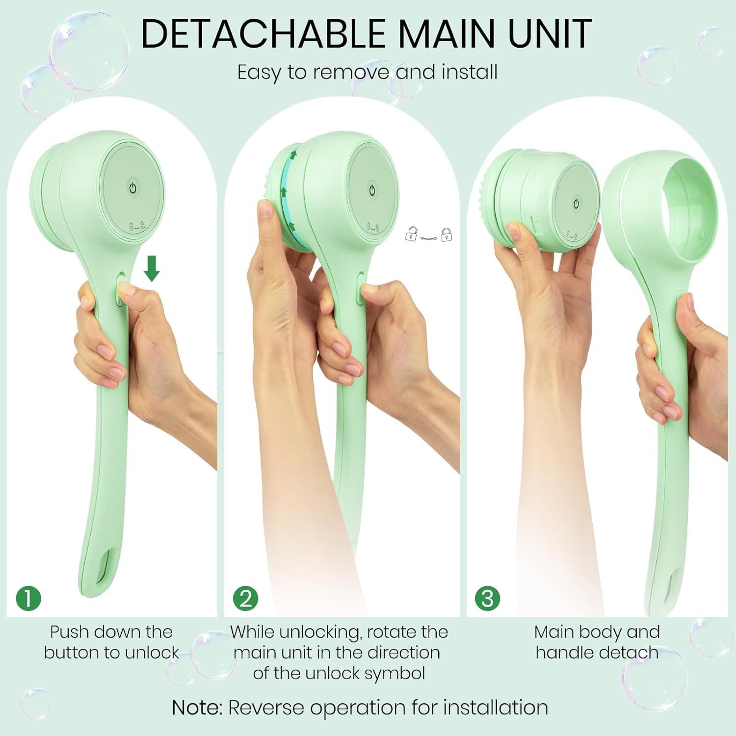 Electric Body Brush for Back and Shower Scrubber - Arabinox