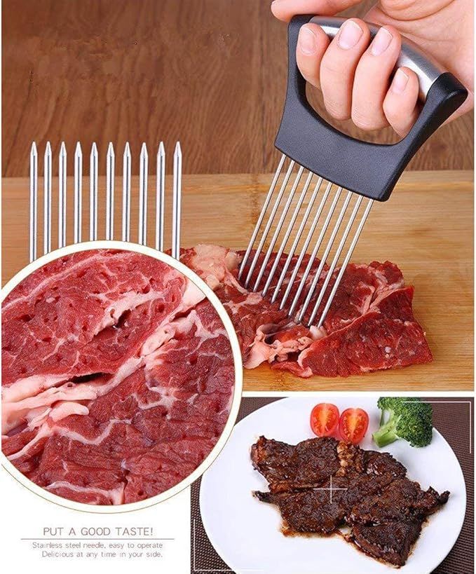 Onion Holder Slicer Vegetable tools Tomato Cutter Stainless Steel Kitchen Gadget - Arabinox