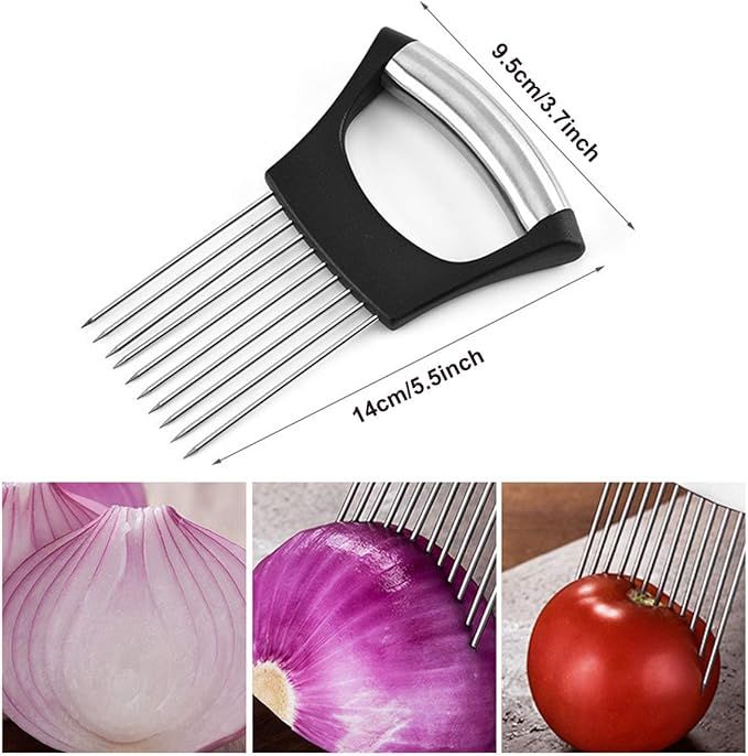 Onion Holder Slicer Vegetable tools Tomato Cutter Stainless Steel Kitchen Gadget - Arabinox