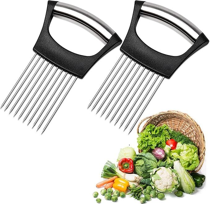 Onion Holder Slicer Vegetable tools Tomato Cutter Stainless Steel Kitchen Gadget - Arabinox