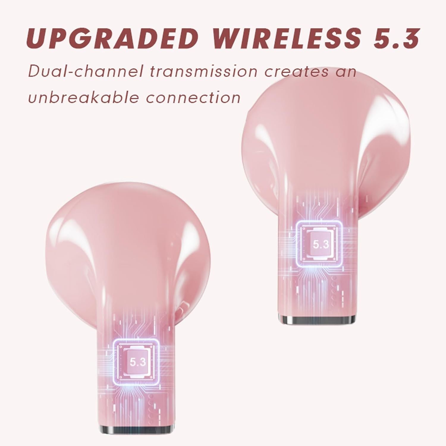 Pink Heart Design Wireless Earphones for Girls - Arabinox