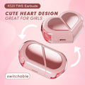 Pink Heart Design Wireless Earphones for Girls - Arabinox