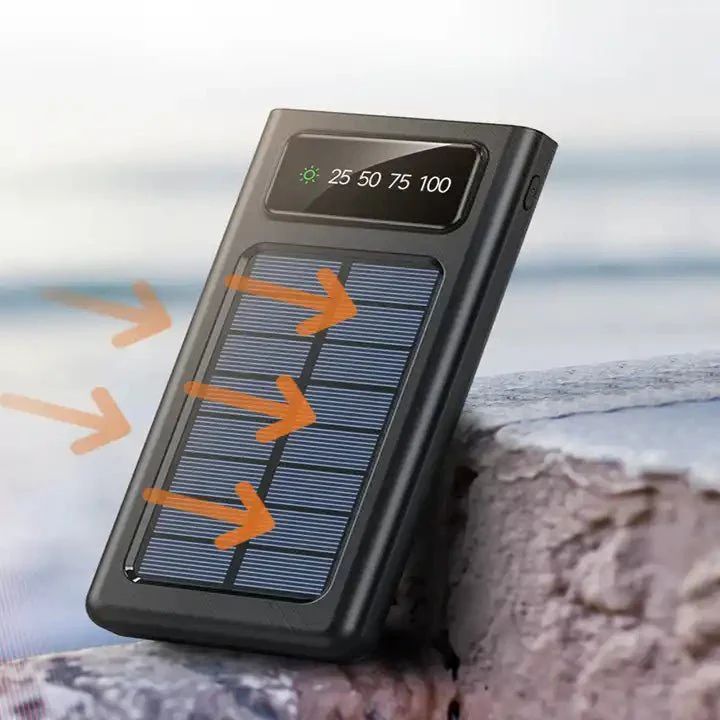 Solar Power Bank 20000CmAh, Fast Charging Built in Cable - Arabinox