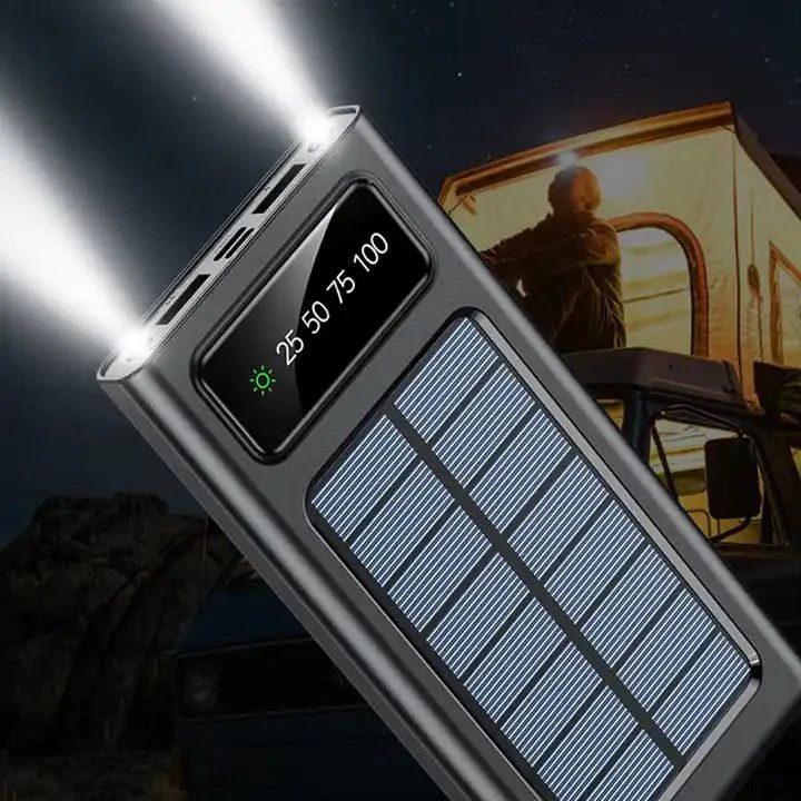 Solar Power Bank 20000CmAh, Fast Charging Built in Cable - Arabinox