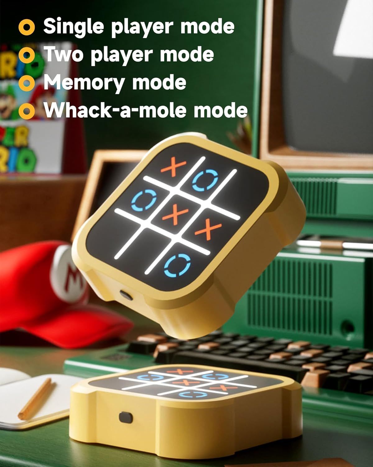 Tic Tac Toe Bolt Game, Electronic 4-in-1 Handheld Puzzle Game Console - Arabinox