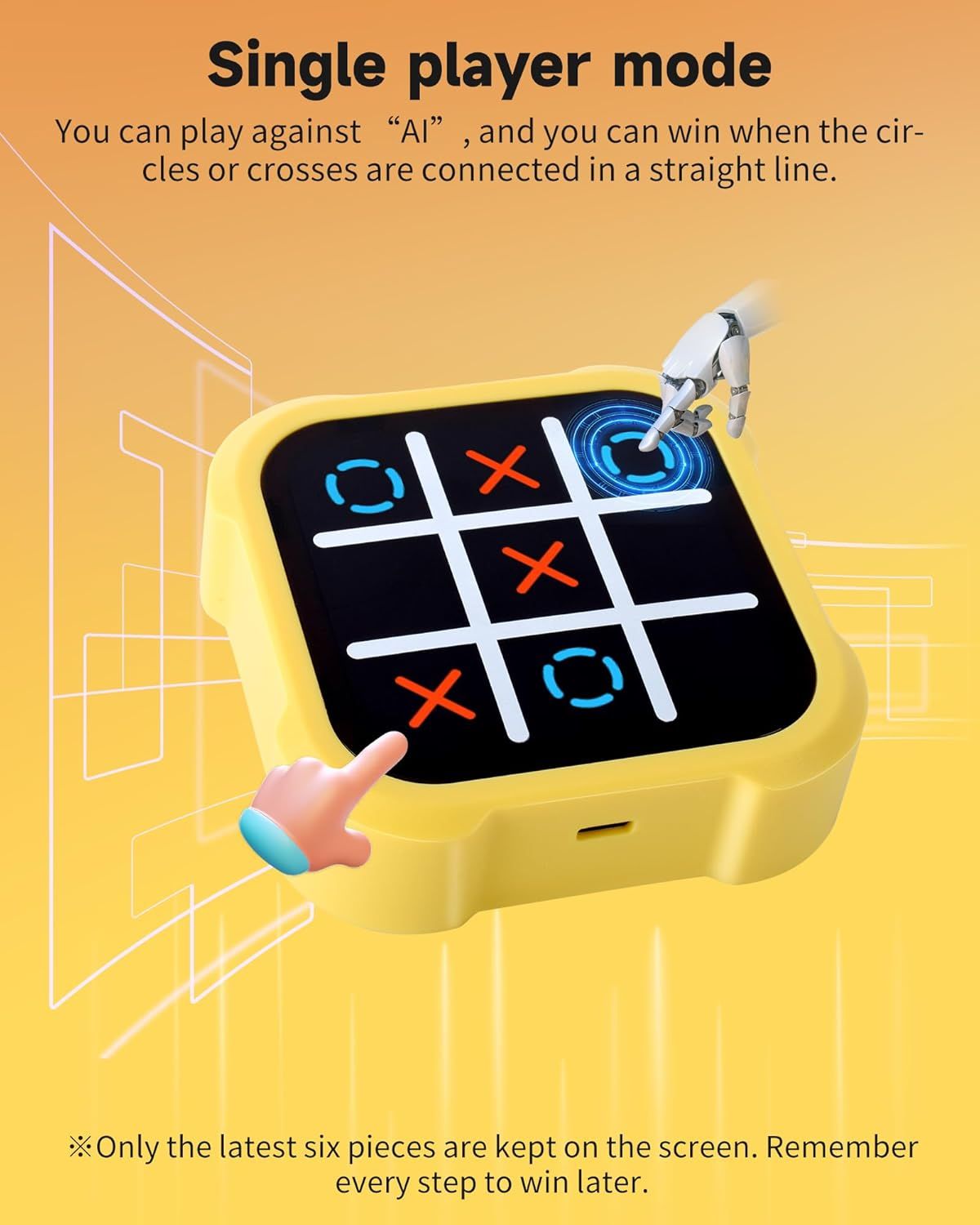 Tic Tac Toe Bolt Game, Electronic 4-in-1 Handheld Puzzle Game Console - Arabinox